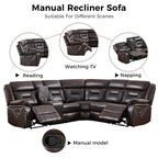 EBELLO Faux Leather Recliner Sofa Furniture Set for Living Room, 2 Recliner Chairs, 3 Seat Reclining Sofa Couch Set for Meeting Room, Brown Gronata