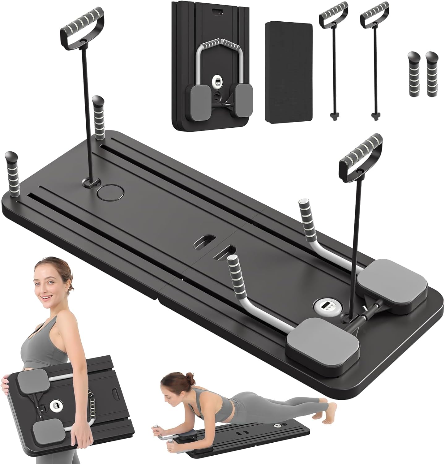 JANUA Pilates Board - Pilates Reformer Set, Multi-Purpose Foldable Pilates Reformer Board for Home, 5 in 1 Pilates Sliding Board Gronata