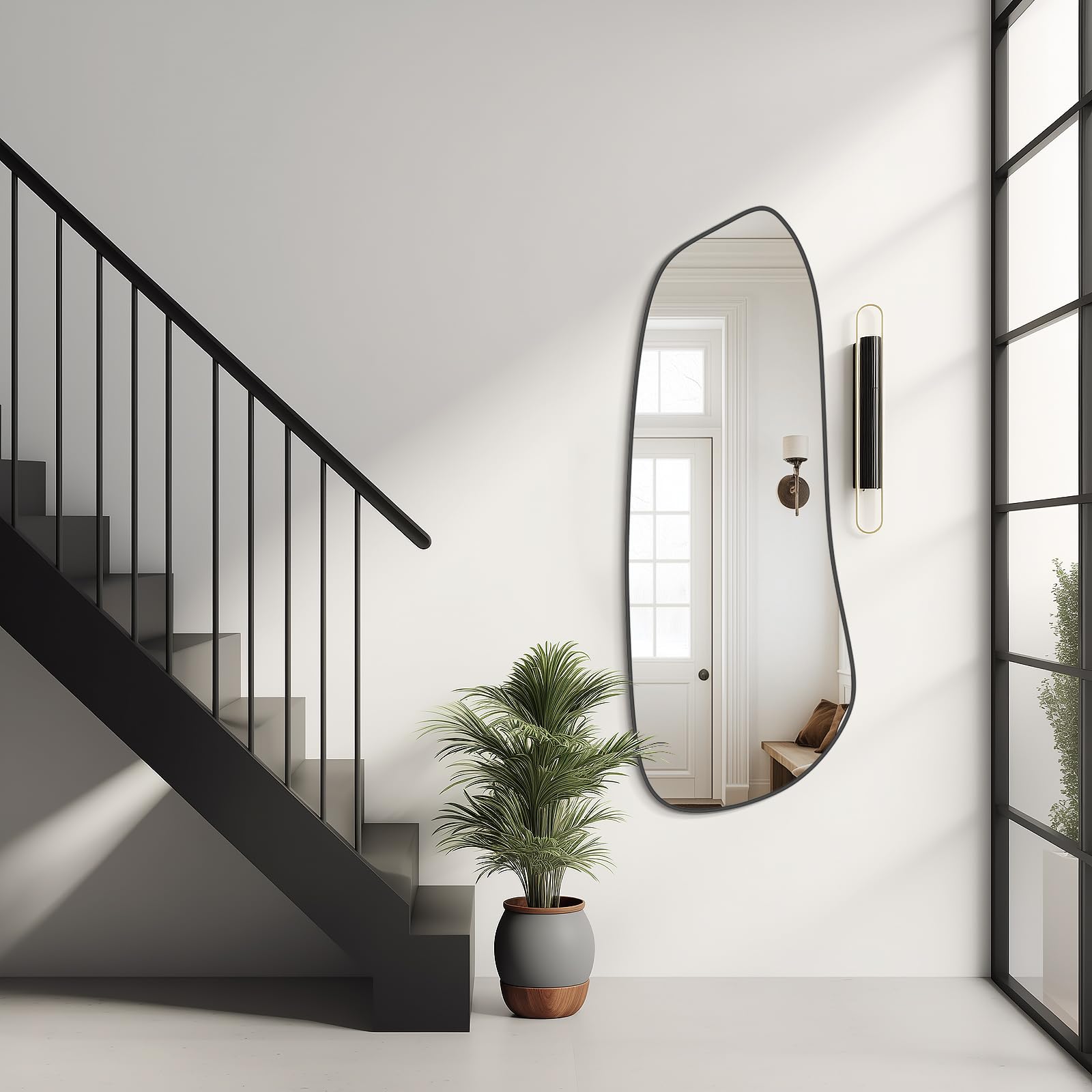 WallBeyond Asymmetrical Mirror, Irregular Mirror Full Length, Boho Wall Mirrors Decorative for Bedroom Living Room Entryway Hall, Mid Century Modern Decor 48" H x 22" W Gronata