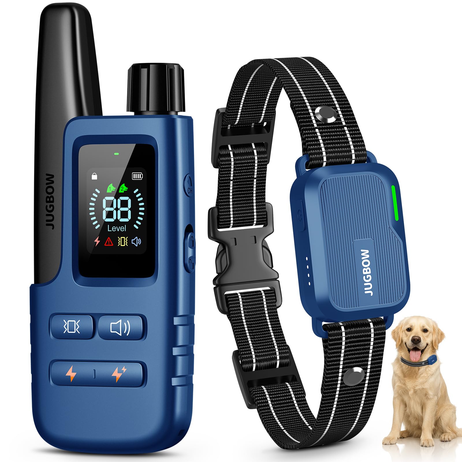 Jugbow Dog Shock Collar - 4500FT Dog Training Collar with Remote, IPX8 Waterproof Electric Dog Collar with 4 Training Modes, Security Lock, Rechargeable eCollar for 10-120lbs Small Medium Large Dogs Gronata