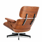 Asukale Top Grain Leather, Mid Century Chaise Lounge Chair and Ottoman, Modern Chair Classic Design, Heavy Duty Base Support for Living Room Study Lounge Office, Palisander-White Gronata