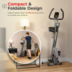 Sunny Health & Fitness Foldable Magnetic Stationary Exercise X-Bike Pro, 300 LB Capacity, Low-Impact, 14-Level Resistance, Ergonomic Support, SunnyFit App Enhanced Connectivity - SF-B223012 Gronata