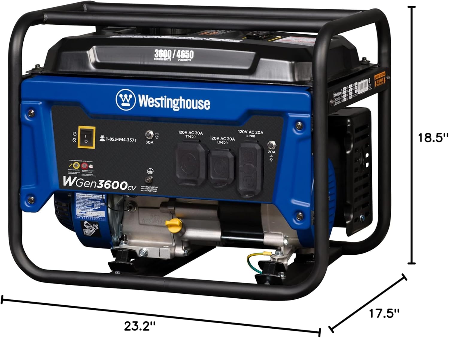Westinghouse 4650 Peak Watt Portable Generator, RV Ready 30A Outlet, Gas Powered, CO Sensor Gronata