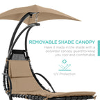 Best Choice Products Outdoor Hanging Curved Steel Chaise Lounge Chair Swing w/Built-in Pillow and Removable Canopy - Navy Blue Gronata