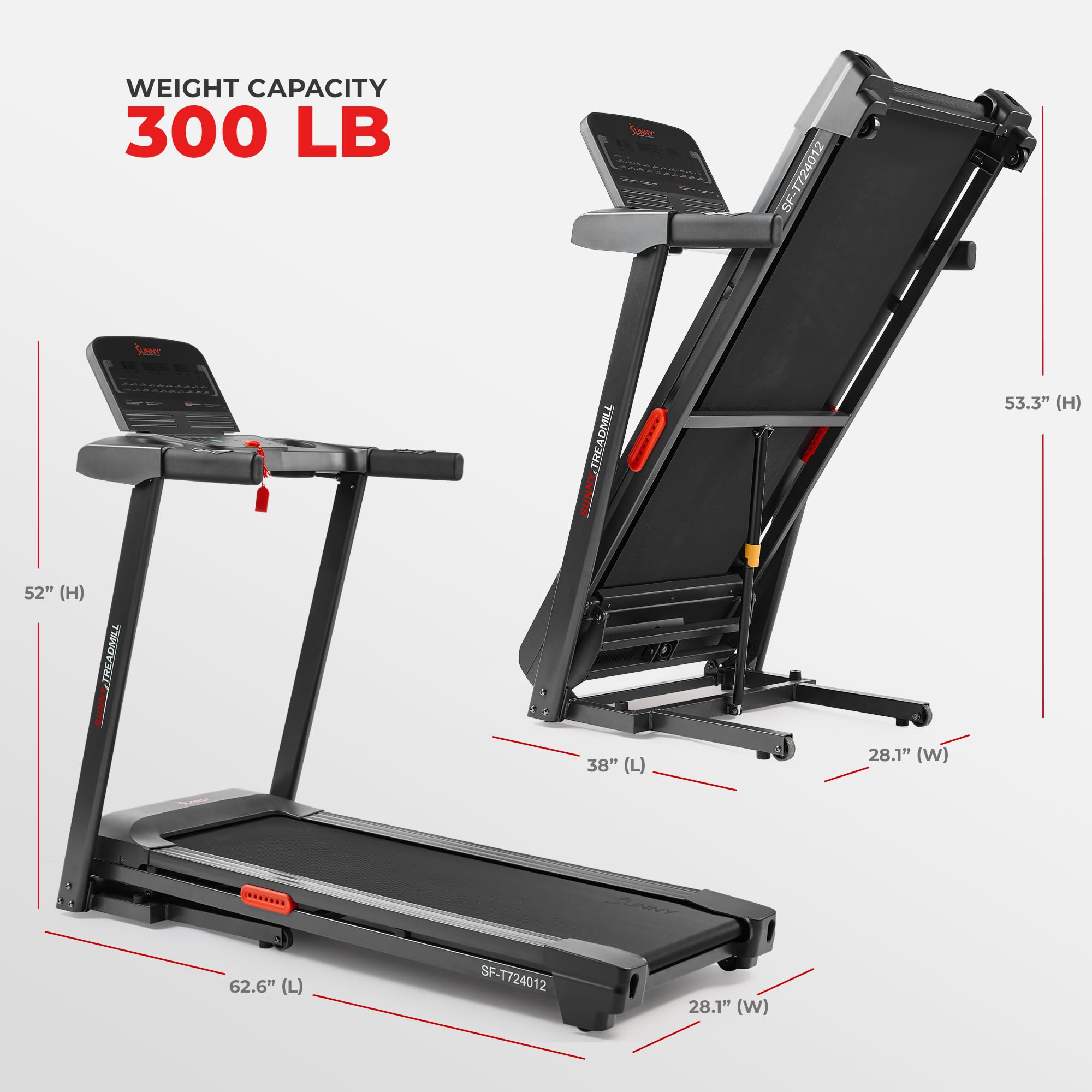 Sunny Health & Fitness Active 400 Smart Auto Incline Treadmill – Foldable Running Machine w/Bluetooth, Wi-Fi, 12% Incline, Shock Absorption & SunnyFit Fitness App - SF-T724012 Gronata