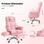 Big and Tall Office Chair, Flip Armrests for Pets & Cross Legged Sitting, Executive Ergonomic Computer Gaming Chair with Foot Rest, Teddy Fleece Wide Seat Reclining Desk Chair, White Vanity Chair Gronata