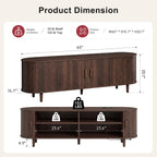 OneBlis 70" Mid Century Modern TV Stand, Wood TV Consoles with Sliding Doors and Power Outlet, Entertainment Center with Adjustable Shelves, Fluted TV Stands for Living Room, Walnut Gronata