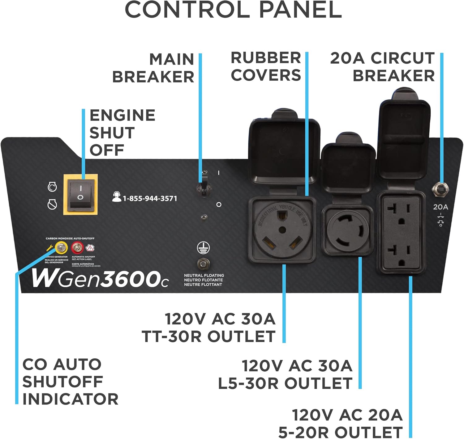 Westinghouse 4650 Peak Watt Portable Generator, RV Ready 30A Outlet, Wheel & Handle Kit, Gas Powered, CO Sensor Gronata