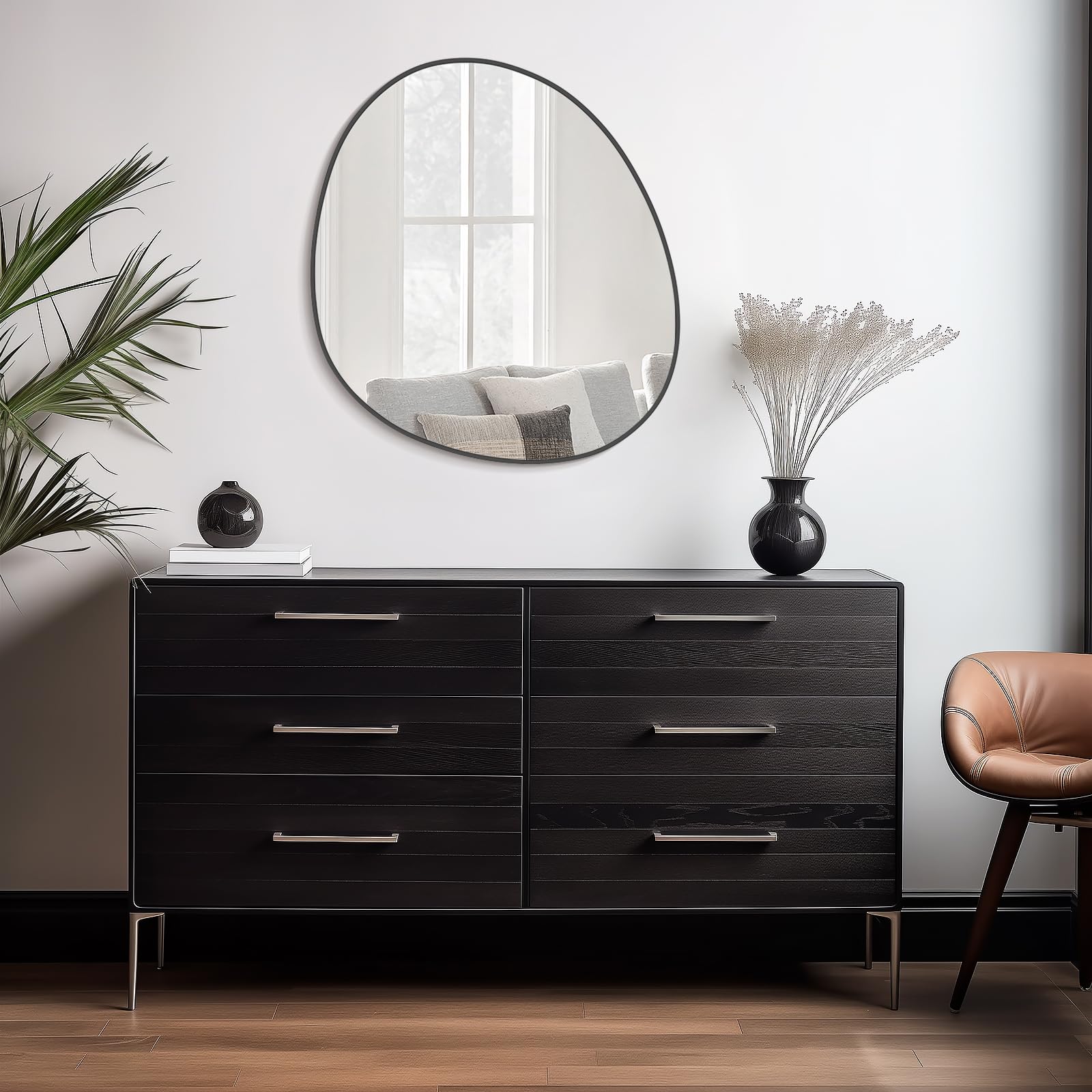 WallBeyond Asymmetrical Mirror, Irregular Mirror Full Length, Boho Wall Mirrors Decorative for Bedroom Living Room Entryway Hall, Mid Century Modern Decor 48" H x 22" W Gronata