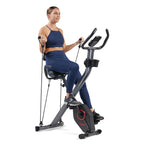 Sunny Health & Fitness Foldable Magnetic Stationary Exercise X-Bike Pro, 300 LB Capacity, Low-Impact, 14-Level Resistance, Ergonomic Support, SunnyFit App Enhanced Connectivity - SF-B223012 Gronata