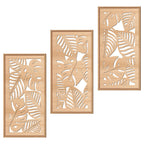 IARTTOP Large Boho Mid-century Modern Wood Wall Art 16x32 Inch Framed Green Abstract Leaf Wooden Wall Decor Bohemian Minimalist Geometric Wall Art Decor for Bedroom Living Room Office Set of 3 Gronata
