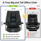 EXCEBET Big and Tall Executive Office Chair with Footrest, 400LBS Capacity Ergonomic High-Back Desk Office Chair with Lumbar Support, Padded Armrests & Thick Cushion, White PU Leather Chairs Gronata