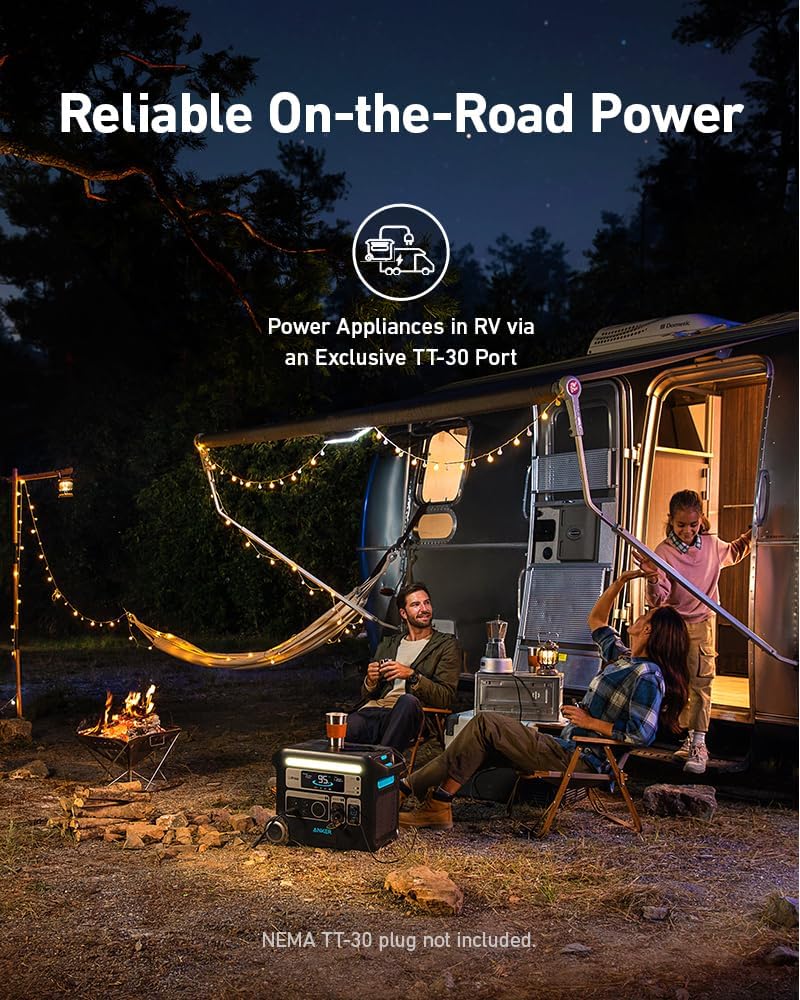 Anker SOLIX F2000 Solar Generator, 2048Wh Portable Power Station with LiFePO4 Batteries and 400W Solar Panel, GaNPrime Technology, 4 AC Outlets Up to 2400W for Home, Power Outages, Camping, and RVs Gronata