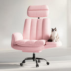 HOMRELEXA Criss Cross Office Chair with Armrests & Wheels, Comfy Velvet Vanity Chair, Ergonomic Executive Gaming Computer Chairs with Foot Rest, Wide Seat Reclining Desk Chair, White Gronata