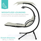 Best Choice Products Outdoor Hanging Curved Steel Chaise Lounge Chair Swing w/Built-in Pillow and Removable Canopy - Navy Blue Gronata