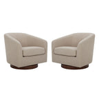 CHITA Swivel Accent Chair, Fully Assembled Fabric Barrel Armchair with FSC Certified Upholstered for Living Room, Bedroom and Office, Cream Gronata