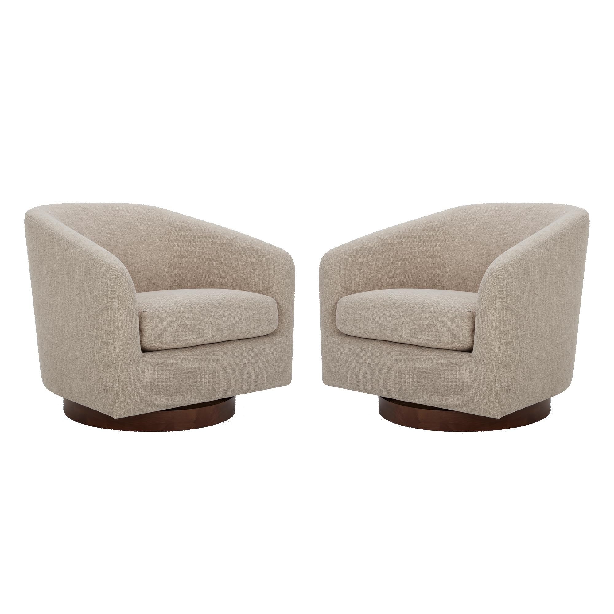 CHITA Swivel Accent Chair, Fully Assembled Fabric Barrel Armchair with FSC Certified Upholstered for Living Room, Bedroom and Office, Cream Gronata