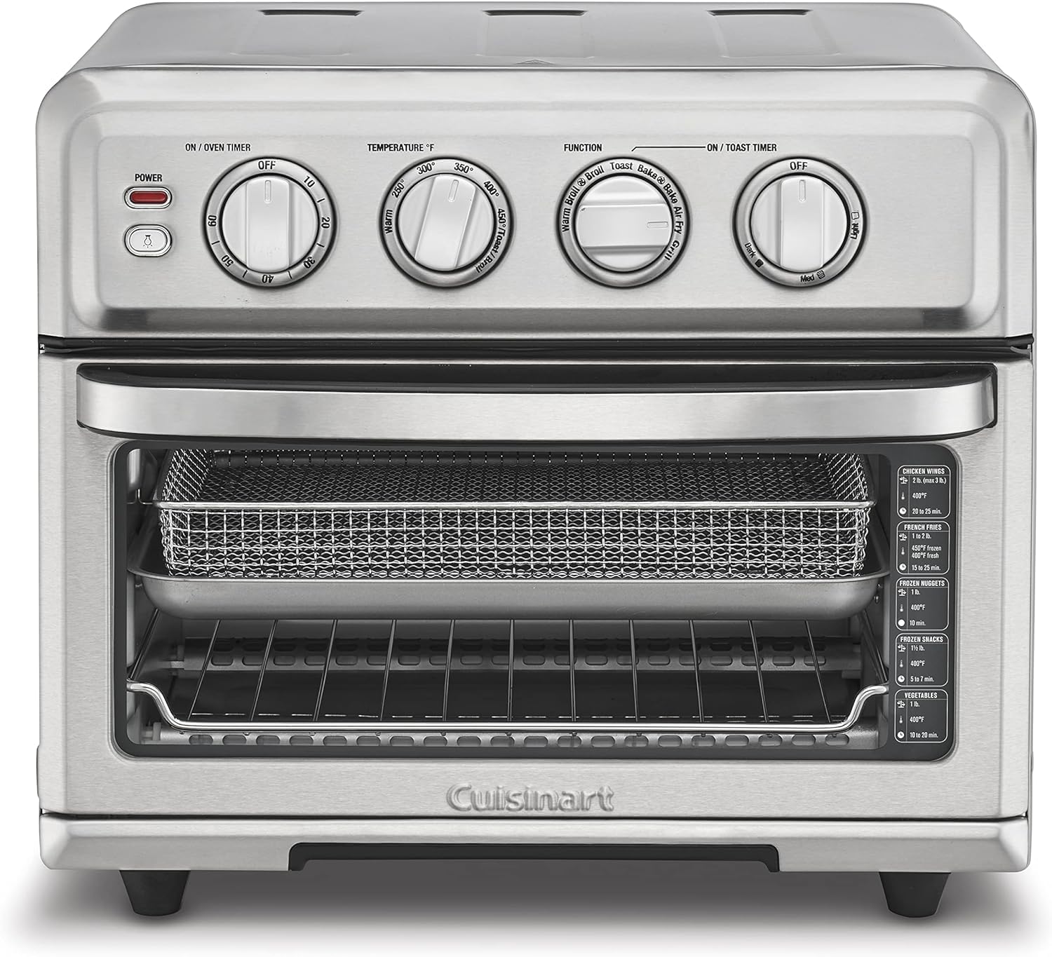 Cuisinart Air Fryer Toaster Oven, 1800W, 8-in-1 with Air Fry, Convection, Broil & Warm, 0.6 Cubic Feet, 60-Minute Timer, TOA-70NAS, Stainless Steel Gronata