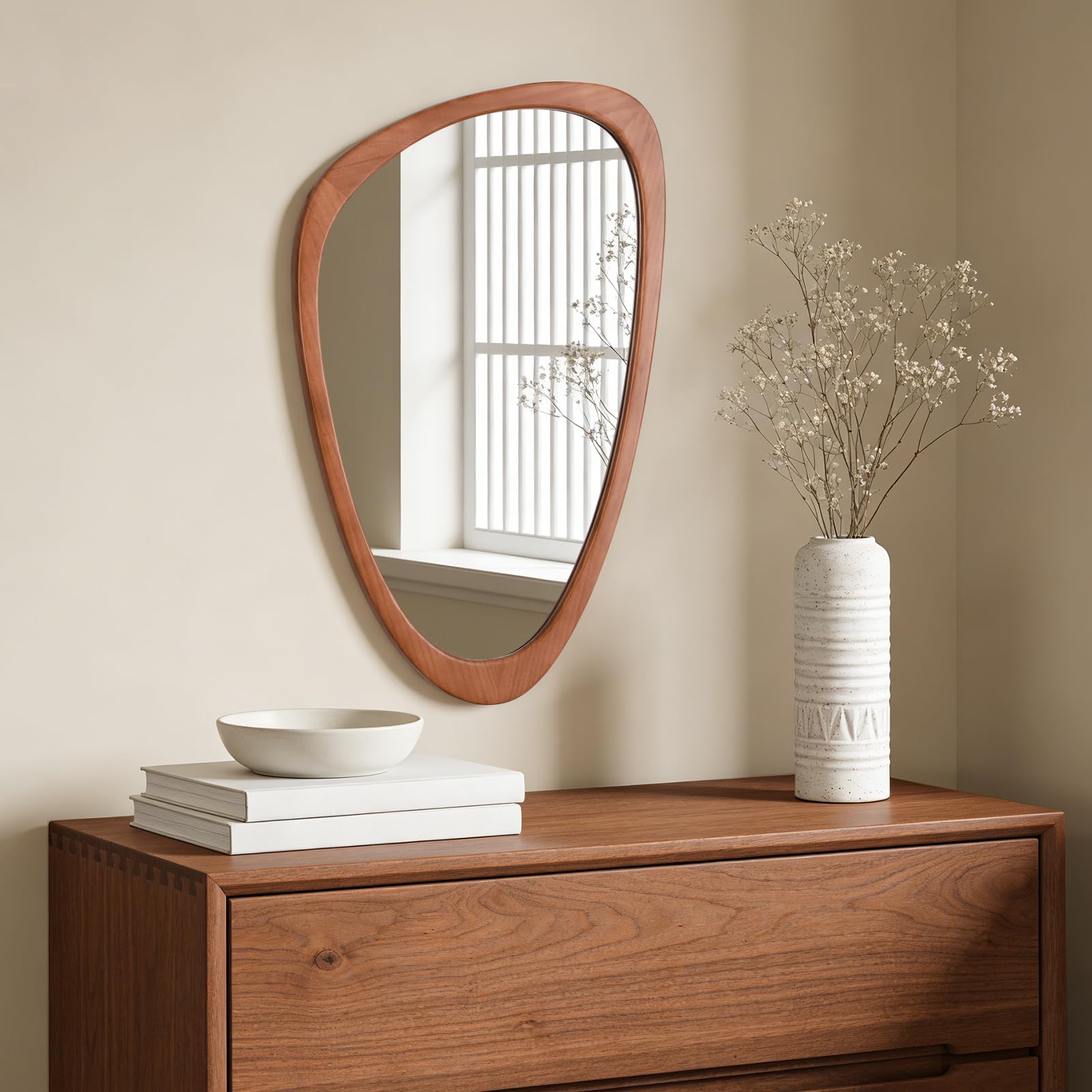 WallBeyond Asymmetrical Mirror, Irregular Mirror Full Length, Boho Wall Mirrors Decorative for Bedroom Living Room Entryway Hall, Mid Century Modern Decor 48" H x 22" W Gronata
