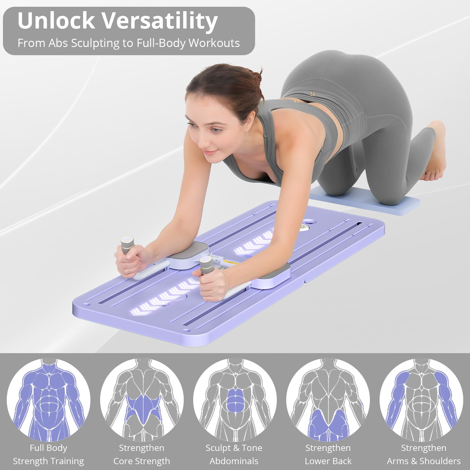 JANUA Pilates Board - Pilates Reformer Set, Multi-Purpose Foldable Pilates Reformer Board for Home, 5 in 1 Pilates Sliding Board Gronata