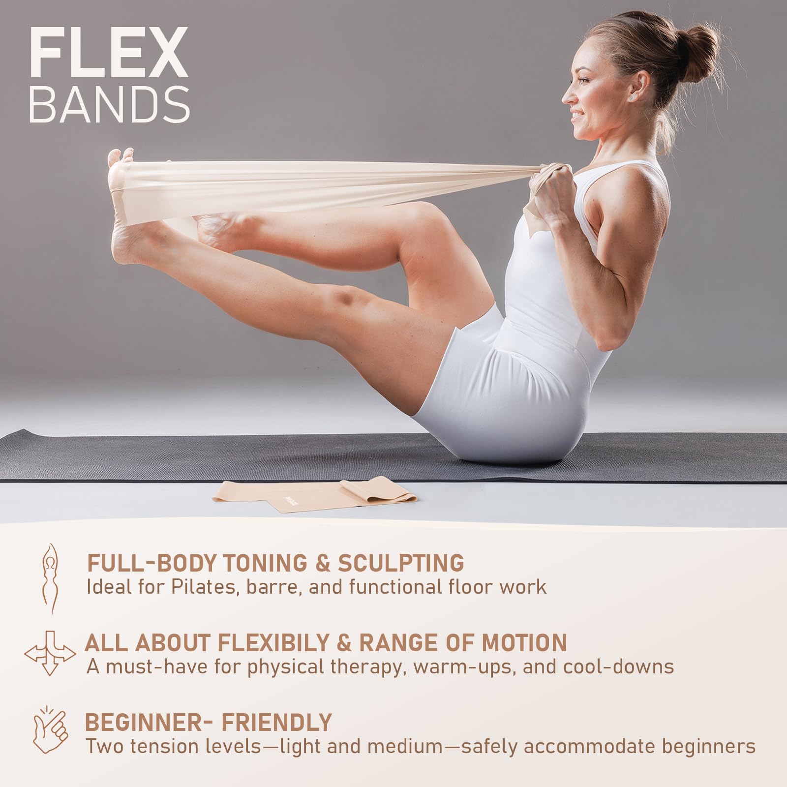 PhysKcal Pilates Ring Set, Magic Ring with 1x Core Ball, 3X Resistant Loop and 2X Flex Band, Pilates on Mat Essential Kit (Nude) Gronata