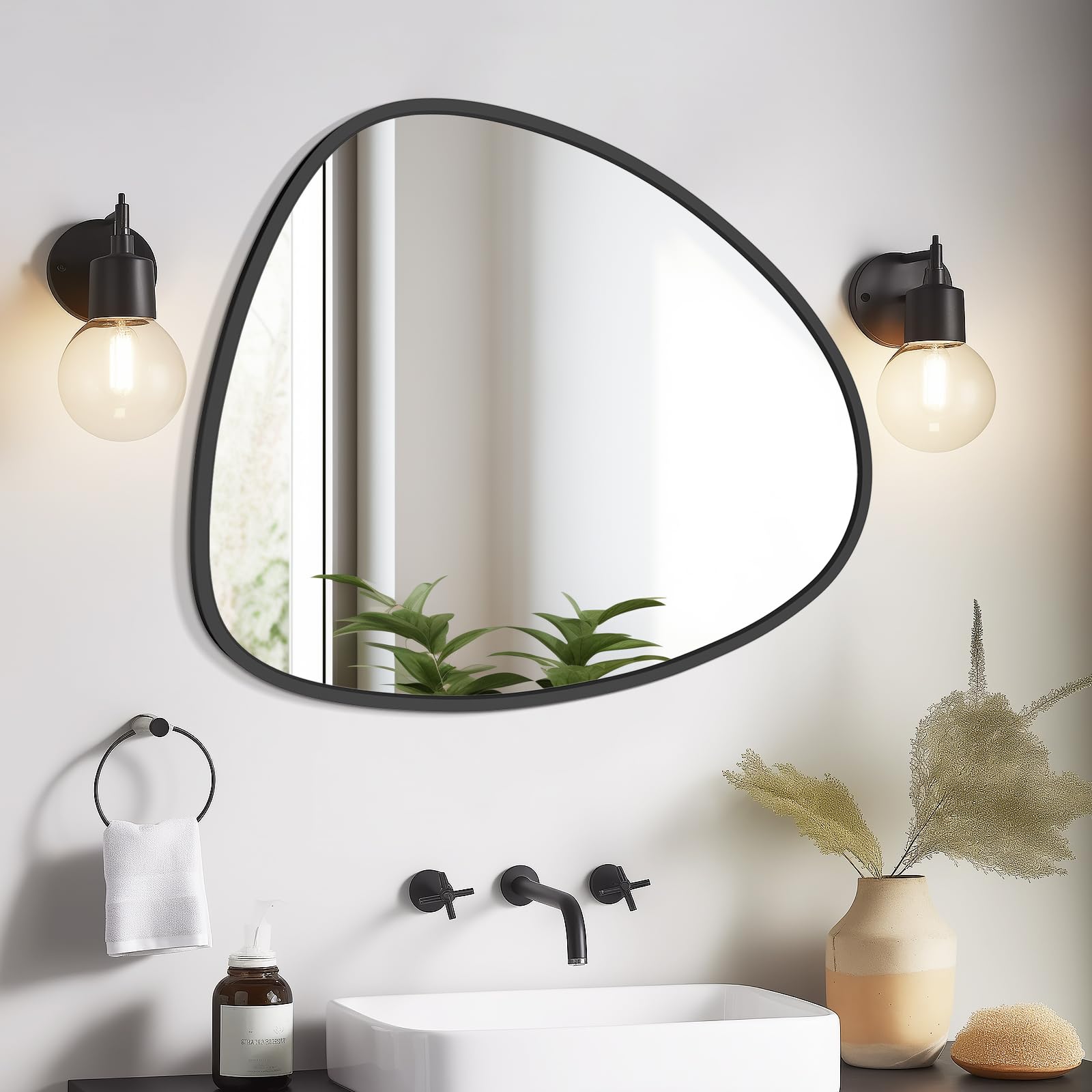 WallBeyond Asymmetrical Mirror, Irregular Mirror Full Length, Boho Wall Mirrors Decorative for Bedroom Living Room Entryway Hall, Mid Century Modern Decor 48" H x 22" W Gronata