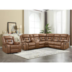 EBELLO Faux Leather Recliner Sofa Furniture Set for Living Room, 2 Recliner Chairs, 3 Seat Reclining Sofa Couch Set for Meeting Room, Brown Gronata