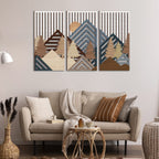 IARTTOP Large Boho Mid-century Modern Wood Wall Art 16x32 Inch Framed Green Abstract Leaf Wooden Wall Decor Bohemian Minimalist Geometric Wall Art Decor for Bedroom Living Room Office Set of 3 Gronata