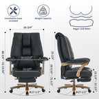 EXCEBET Big and Tall Executive Office Chair with Footrest, 400LBS Capacity Ergonomic High-Back Desk Office Chair with Lumbar Support, Padded Armrests & Thick Cushion, White PU Leather Chairs Gronata