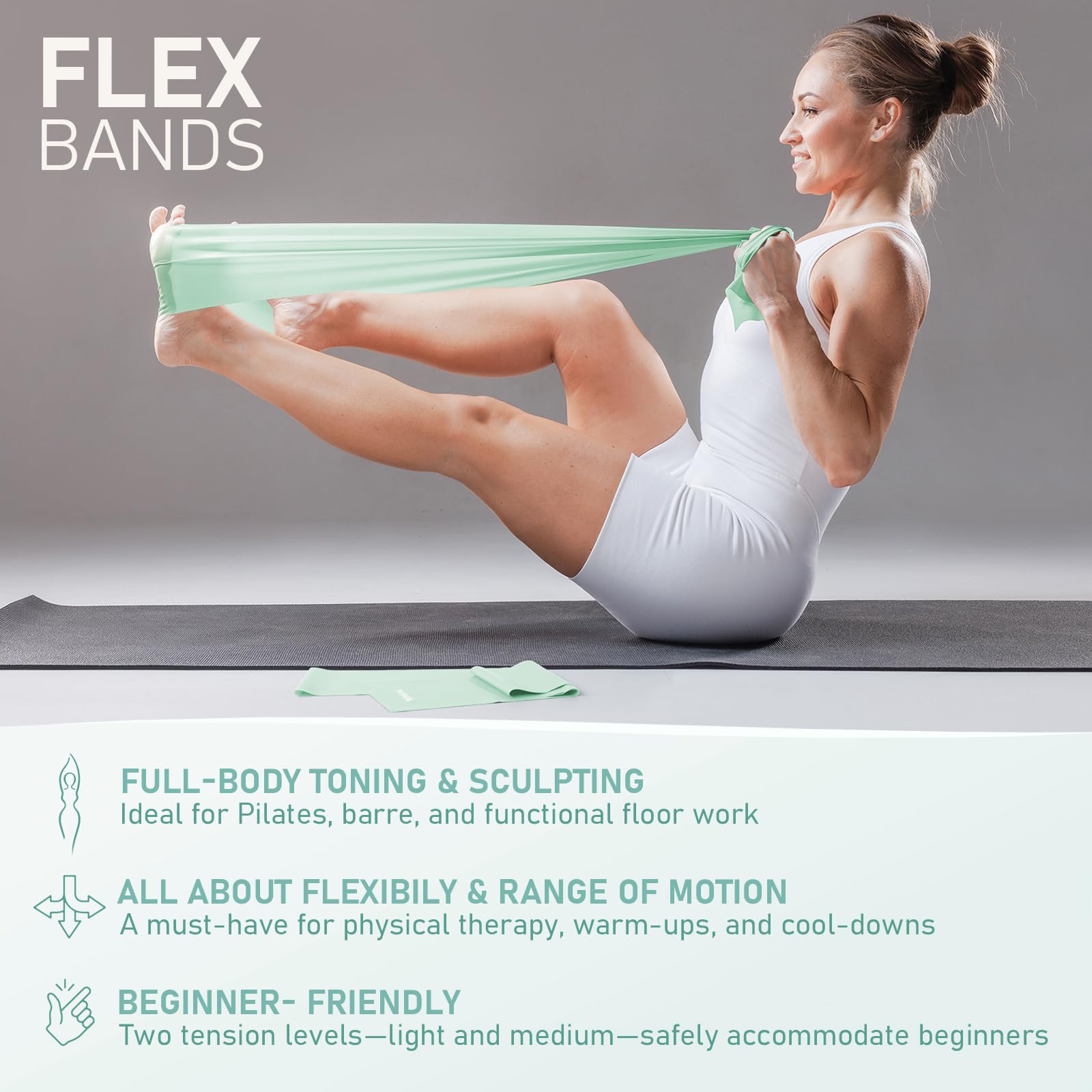 PhysKcal Pilates Ring Set, Magic Ring with 1x Core Ball, 3X Resistant Loop and 2X Flex Band, Pilates on Mat Essential Kit (Nude) Gronata