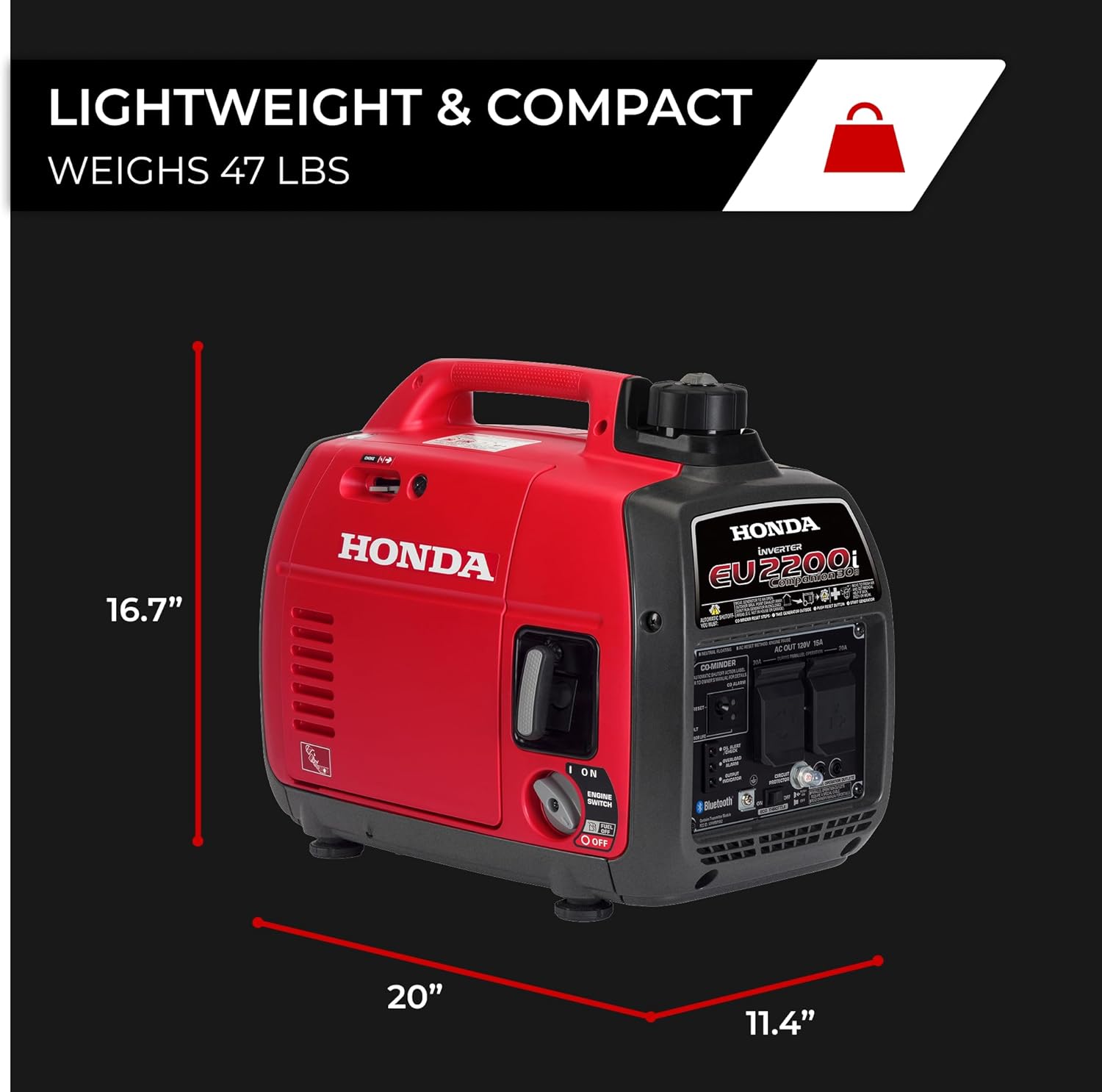 Honda EU2200ITAN 2200-Watt 120-Volt Super Quiet Portable Inverter Generator with CO-Minder Gronata