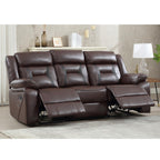 EBELLO Faux Leather Recliner Sofa Furniture Set for Living Room, 2 Recliner Chairs, 3 Seat Reclining Sofa Couch Set for Meeting Room, Brown Gronata
