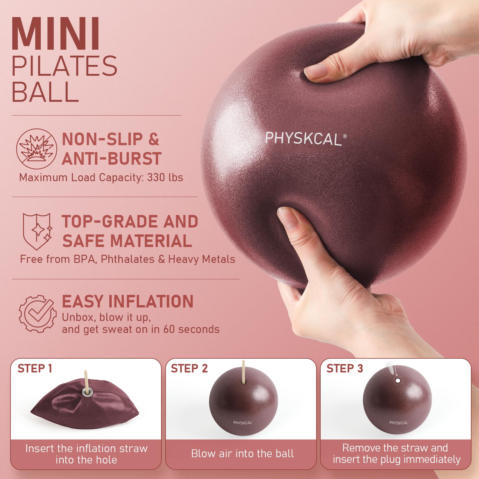 PhysKcal Pilates Ring Set, Magic Ring with 1x Core Ball, 3X Resistant Loop and 2X Flex Band, Pilates on Mat Essential Kit (Nude) Gronata