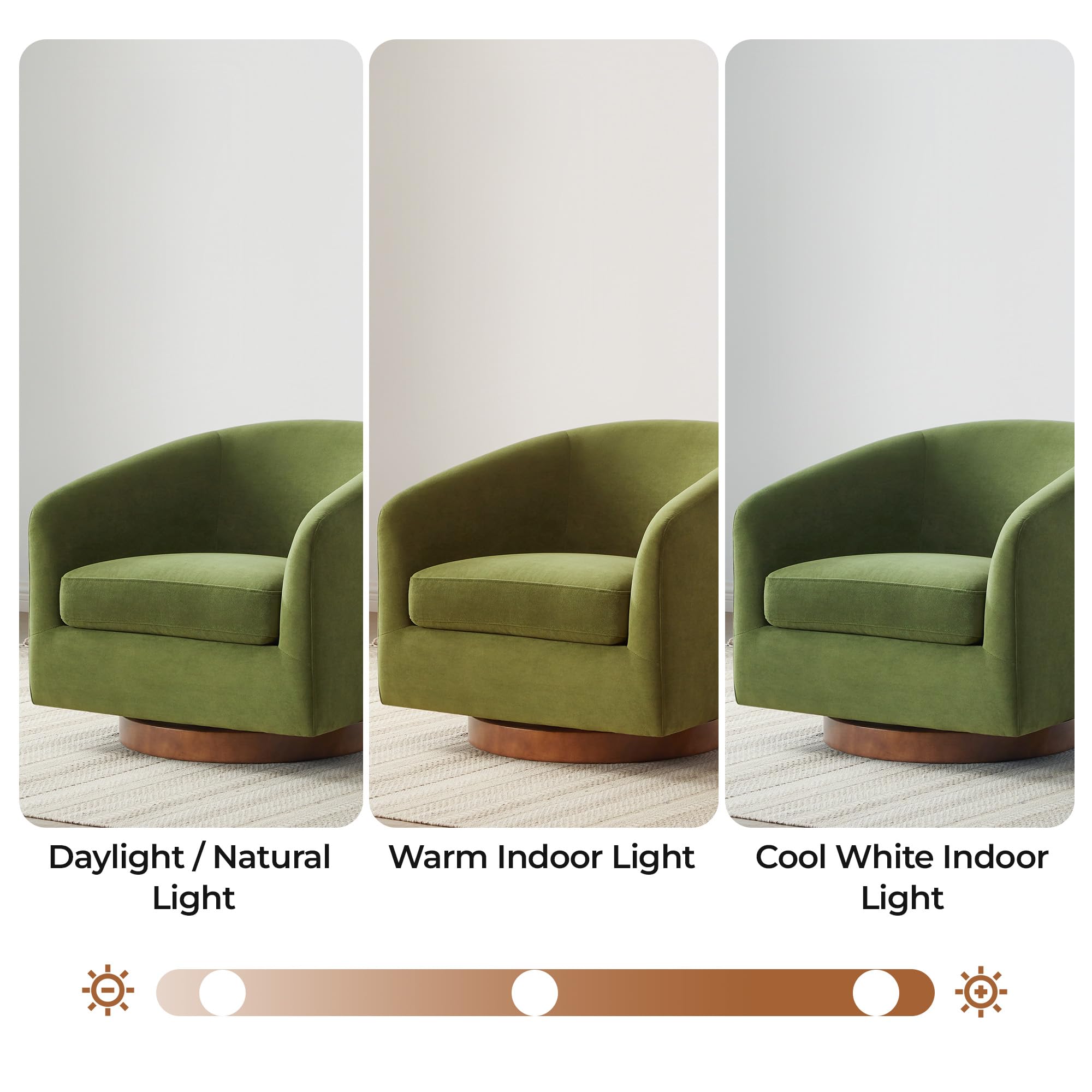CHITA Swivel Accent Chair, Fully Assembled Fabric Barrel Armchair with FSC Certified Upholstered for Living Room, Bedroom and Office, Cream Gronata