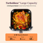 Cosori 9-in-1 TurboBlaze Air Fryer 6 Qt, PFAS-Free Ceramic Coating, 90°–450°F, Precise Heating for Even Results, Air Fry, Roast, Bake, Broil, Dry, Frozen, Proof, Reheat, Keep Warm, 120V, Dark Gray Gronata