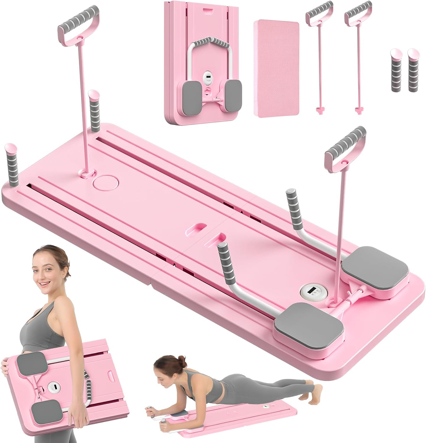 JANUA Pilates Board - Pilates Reformer Set, Multi-Purpose Foldable Pilates Reformer Board for Home, 5 in 1 Pilates Sliding Board Gronata