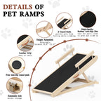 Chuiendi Dog Ramp for High Bed, Couch, Car, Pet Ramps 55.12" Long Adjustable 19.3"-27.17" Wooden Dog Step with Anti-slip Rubber Mat & Safety Side Rails for Small Medium Large Older Pets, up to 250 lbs Gronata