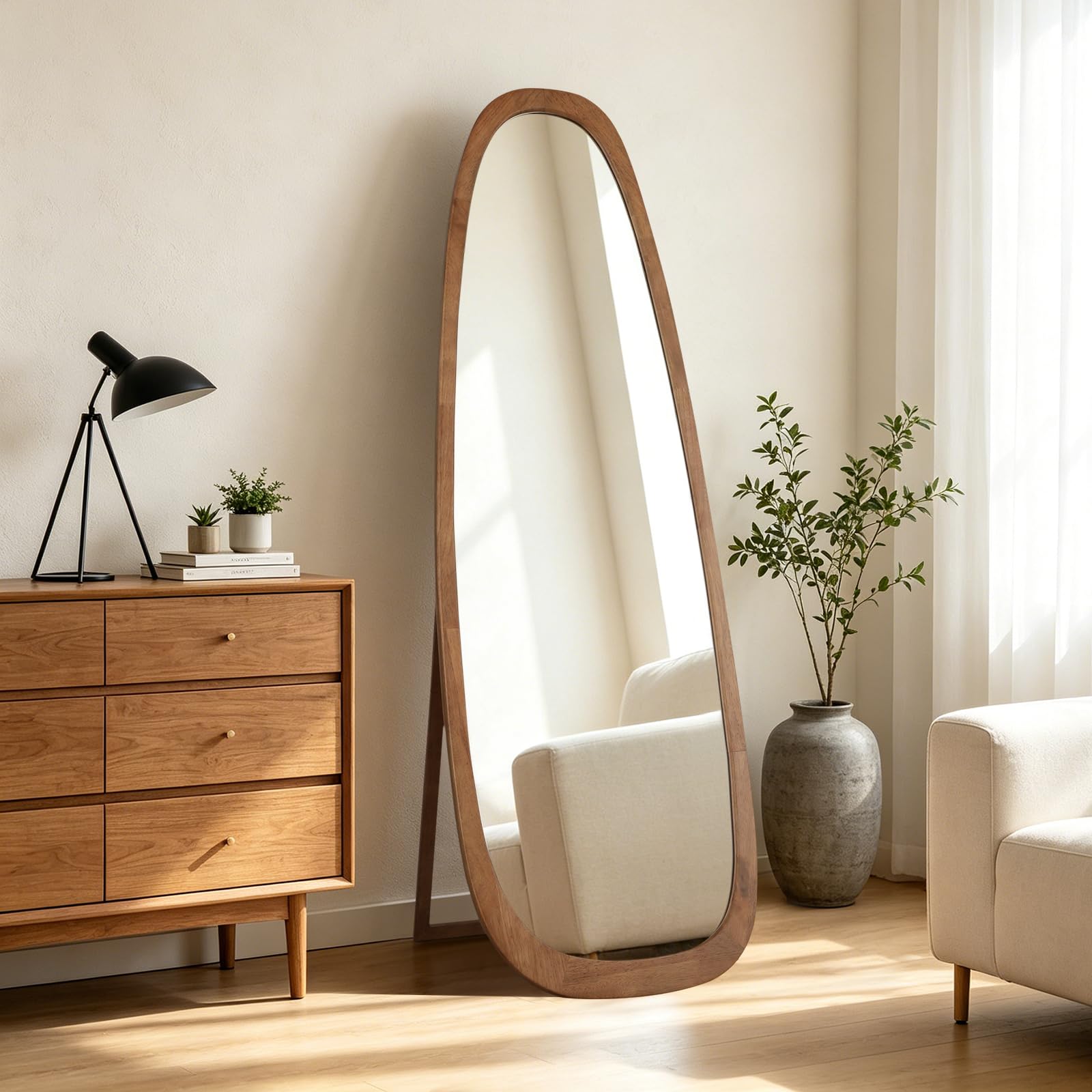 WallBeyond Asymmetrical Mirror, Irregular Mirror Full Length, Boho Wall Mirrors Decorative for Bedroom Living Room Entryway Hall, Mid Century Modern Decor 48" H x 22" W Gronata