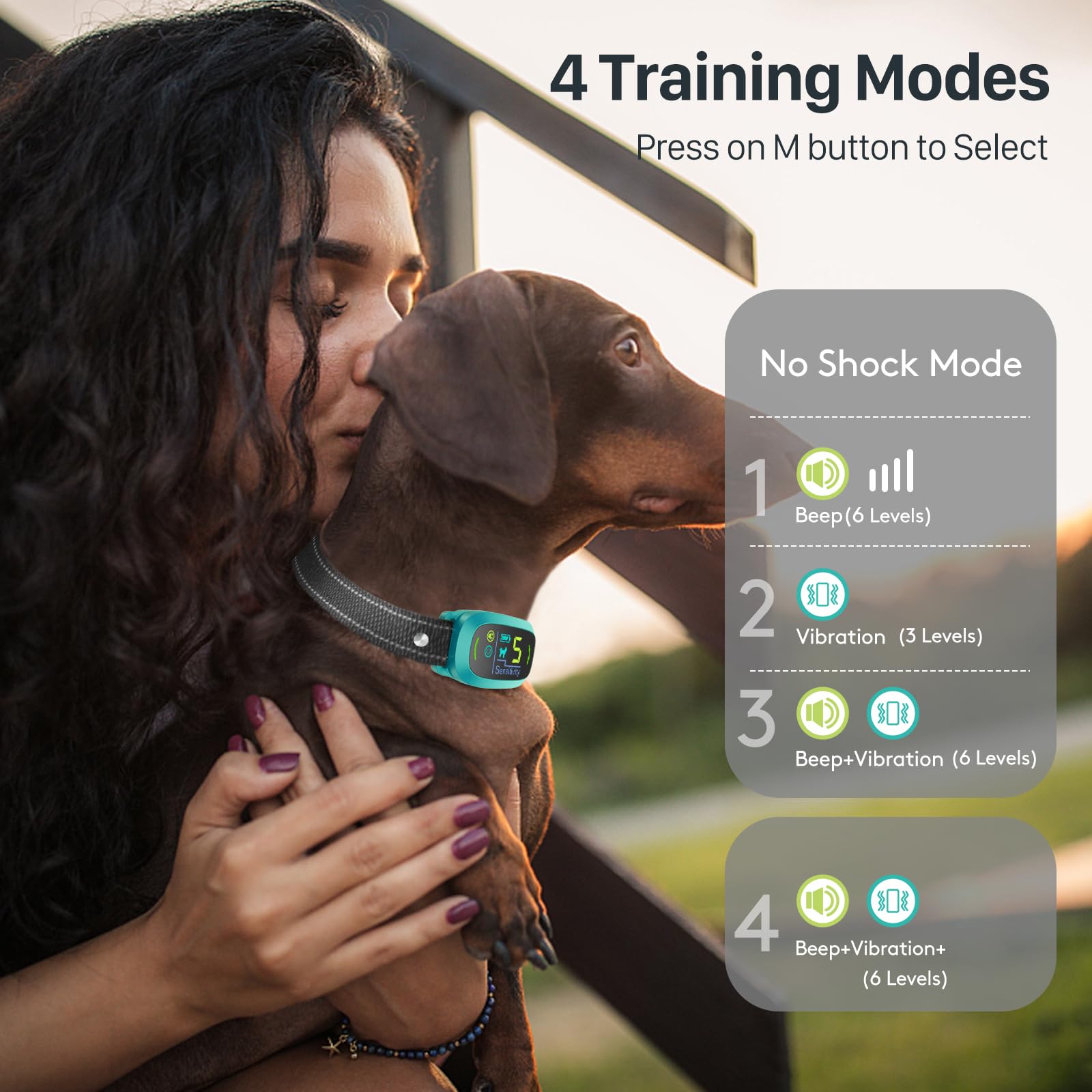 FAFAFROG Dog Bark Collar, Rechargeable Smart Collar, Anti Barking Training Collar with 5 Adjustable Sensitivity Beep Vibration, Bark Collar for Large Medium Small Dogs (Black) Gronata