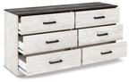 Signature Design by Ashley Shawburn Rustic 5 Drawer Chest of Smooth-Gliding Drawers and Safety Stop, White & Gray Gronata