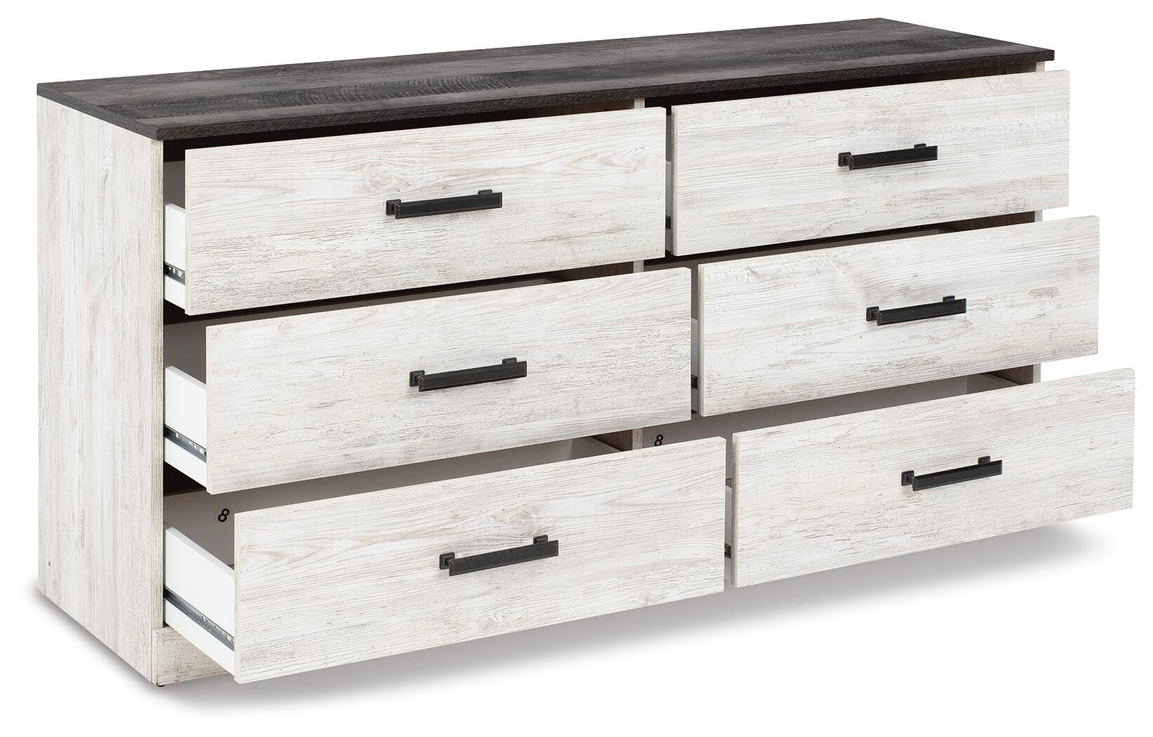 Signature Design by Ashley Shawburn Rustic 5 Drawer Chest of Smooth-Gliding Drawers and Safety Stop, White & Gray Gronata