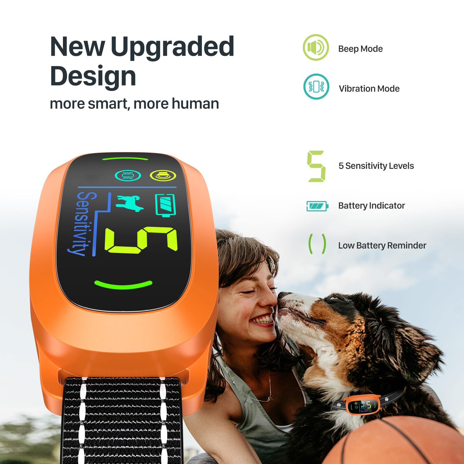 FAFAFROG Dog Bark Collar, Rechargeable Smart Collar, Anti Barking Training Collar with 5 Adjustable Sensitivity Beep Vibration, Bark Collar for Large Medium Small Dogs (Black) Gronata
