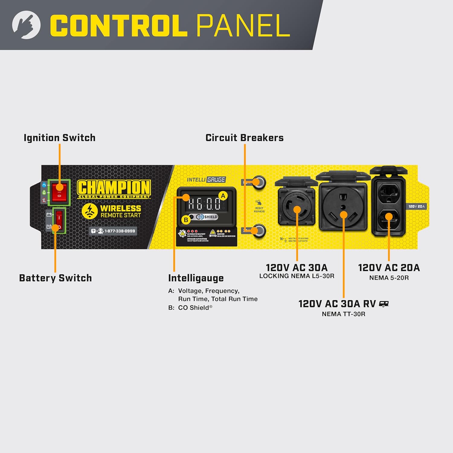 Champion Power Equipment 4375-Watt Wireless Remote Start RV Ready Portable Generator with Free 3-Year Warranty Gronata