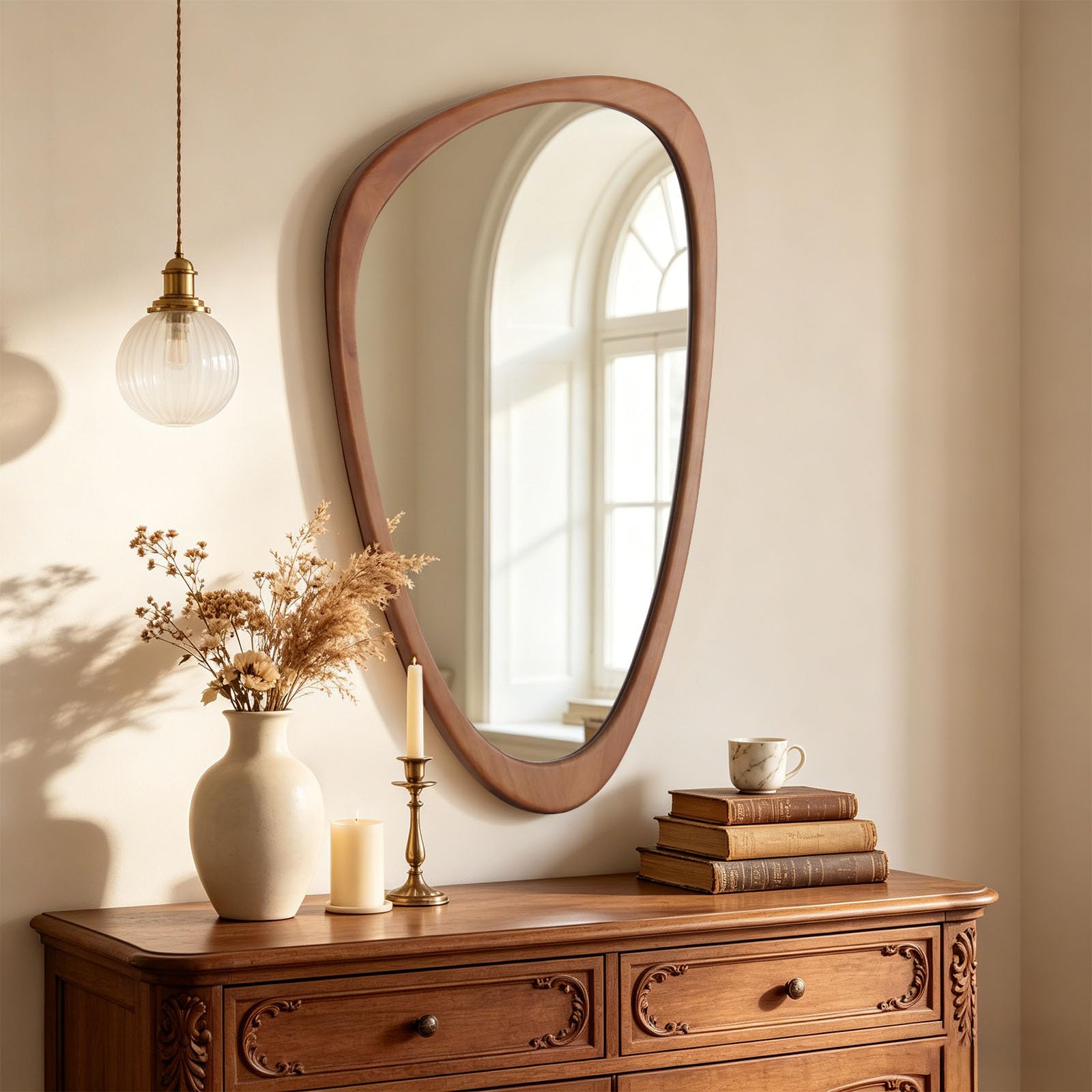 WallBeyond Asymmetrical Mirror, Irregular Mirror Full Length, Boho Wall Mirrors Decorative for Bedroom Living Room Entryway Hall, Mid Century Modern Decor 48" H x 22" W Gronata