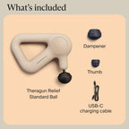 TheraGun Therabody Relief - Quiet Deep Tissue Therapy Massage Gun - Bluetooth Enabled, Electric Percussion Massage Gun & Personal Massager for Pain in The Neck, Back, Leg, Shoulder and Foot (Black) Gronata