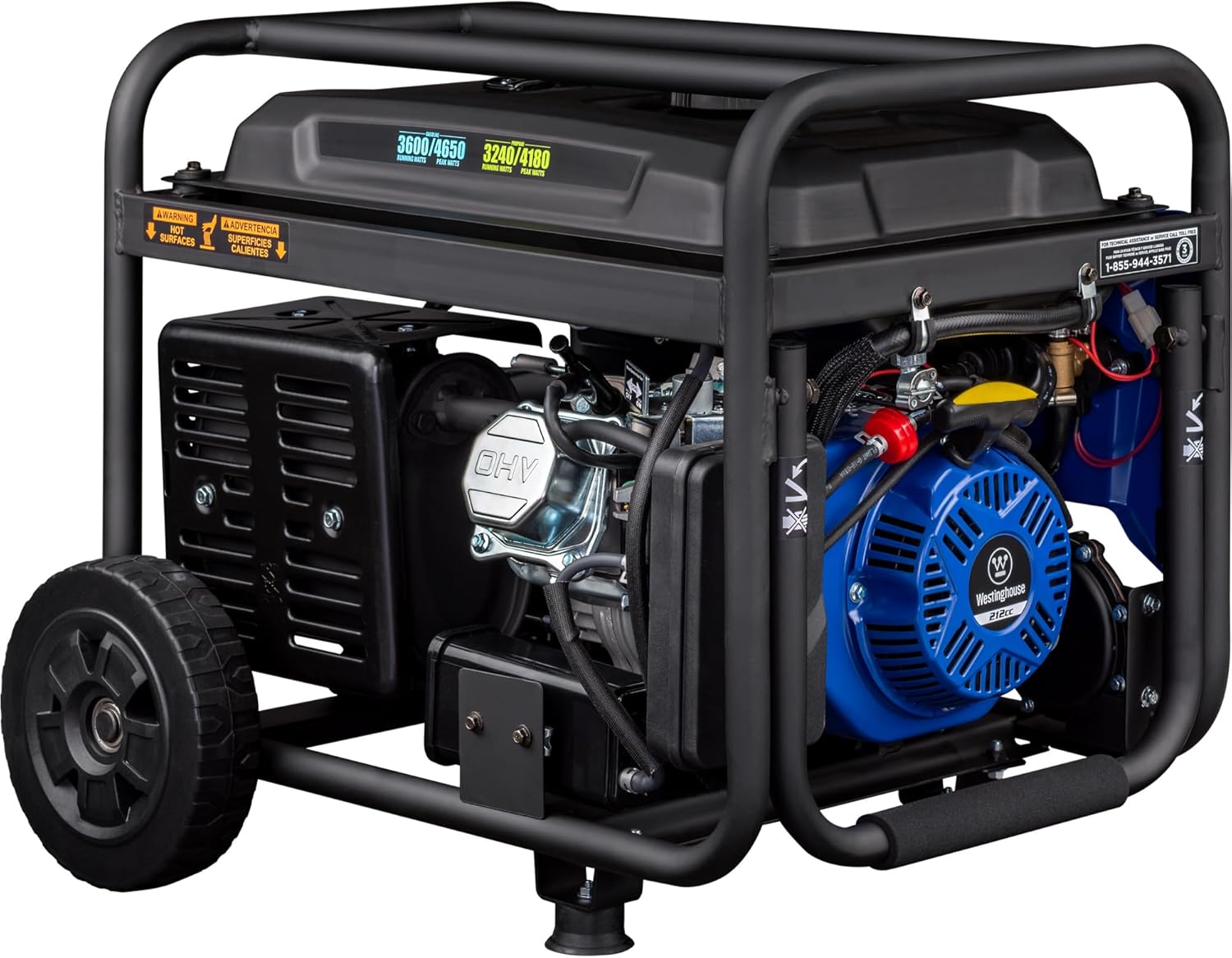 Westinghouse 4650 Peak Watt Dual Fuel Portable Generator, Remote Electric Start with Auto Choke, RV Ready 30A Outlet, Gas & Propane Powered, CO Sensor Gronata