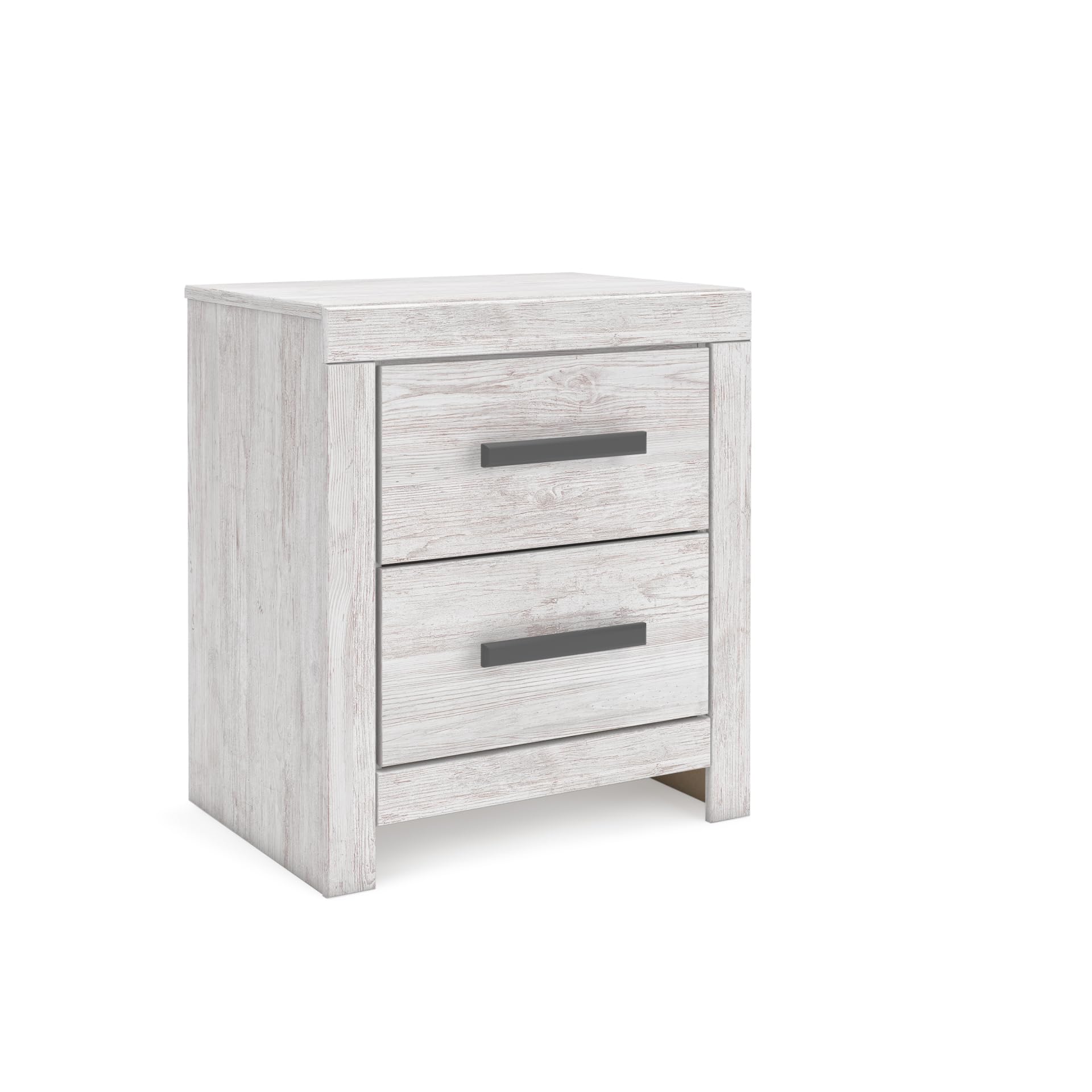 Signature Design by Ashley Wynnlow Rustic 2 Drawer Two Drawer Nightstand, 24.41" Tall, Weathered Gray Gronata