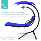 Best Choice Products Outdoor Hanging Curved Steel Chaise Lounge Chair Swing w/Built-in Pillow and Removable Canopy - Navy Blue Gronata