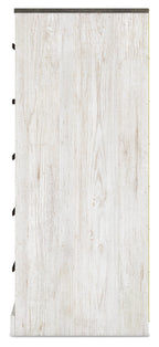 Signature Design by Ashley Shawburn Rustic 5 Drawer Chest of Smooth-Gliding Drawers and Safety Stop, White & Gray Gronata