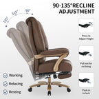 EXCEBET Big and Tall Executive Office Chair with Footrest, 400LBS Capacity Ergonomic High-Back Desk Office Chair with Lumbar Support, Padded Armrests & Thick Cushion, White PU Leather Chairs Gronata